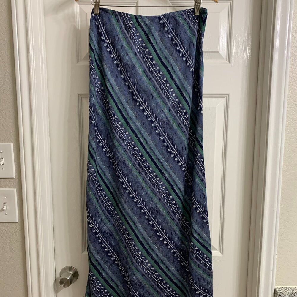 Saint Tropez Wear Women's Blue and Green Long Skirt, Size 12